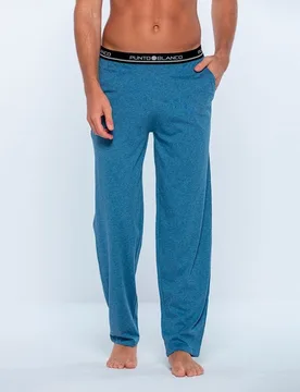 Pantalón largo de pijama de hombre en 100% algodón peinado - Punto Blanco - FashionsVida