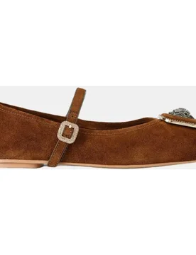 Bailarina de mujer en ante con chapa frontal - Kurt Geiger - FashionsVida