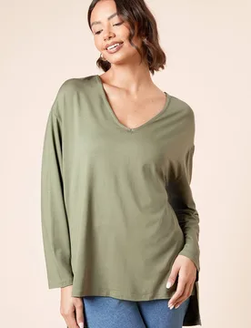 Women's V Neck Tunic in Khaki Size: 12 - Khaki - Size: 12 - Dorothy perkins - FashionsVida