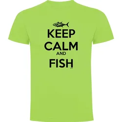 Keep Calm And Fish Short Sleeve T-shirt Light Green M Men