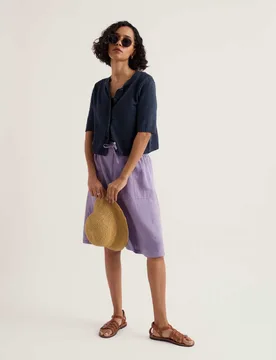 Pure Linen Patch Pocket A-Line Skirt Purple female - Seasalt cornwall - FashionsVida