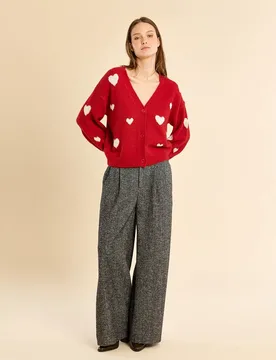 Cárdigan de mujer de manga larga detalle corazones - Molly Bracken - FashionsVida