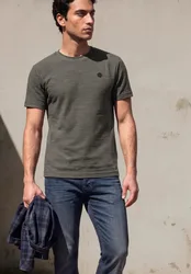 Street One Cosy Slub T-Shirt mit Struktur male Grau