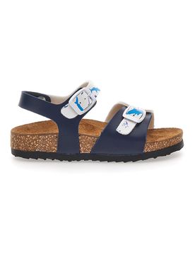 Sandali blu con fantasia marina e plantare in sughero 257A066SR 27