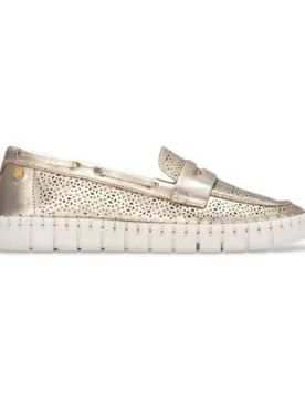 Para mujer. 16321204-ORO Mocasines de Piel 163212 (37), Plano, Ninguno, Casual