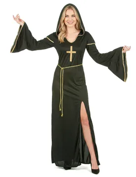 Nonnen-Damenkostüm Ordensschwester schwarz-gold - KARNEVAL-MEGASTORE - FashionsVida