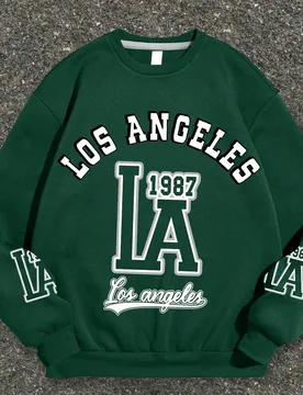 Pieza Sudadera de cuello redondo con estampado de Los Ángeles estilo retro americano para adolescentes, suave y cómoda, ropa de ocio diario para pri - Shein - FashionsVida