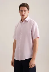 Regular Leinenhemd Uni Rosa/Pink 39