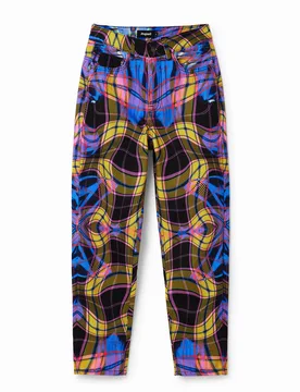 Pantalon coupe mom carreaux María Escoté BLUE XS female - Desigual - FashionsVida