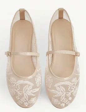 Mocasines casuales de mujer con diseño de hebilla y bordado floral - Shein - FashionsVida