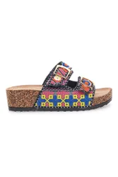 Ciabatte platform con dettagli etnici multicolor APY65 40
