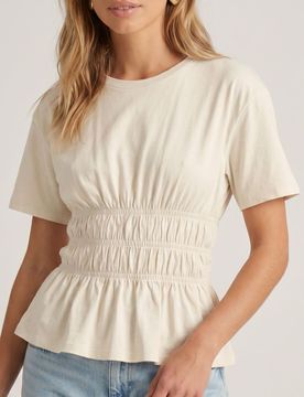 Blusa in cotone arricciata - panna