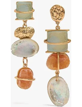 Pendientes asimétricos con piedras decorativas unidas - Parfois - FashionsVida