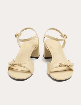 Buckle Ankle Strap Block Heel Sandals Buttermilk female - M&S - FashionsVida