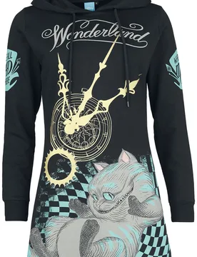Disney Kleid knielang - Mad Cat - S bis XXL - für Damen - Größe XL - schwarz - EMP exklusives Merchandise! - Frauen - female - Alice im Wunderland - FashionsVida