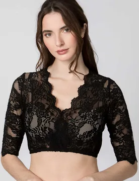 Dirndlbluse Alaya (schwarz, Gr. 48) von für Damen, Oberteile, 75% Polyamid, 20% Baumwolle, 5% Elastan - Stockerpoint - FashionsVida