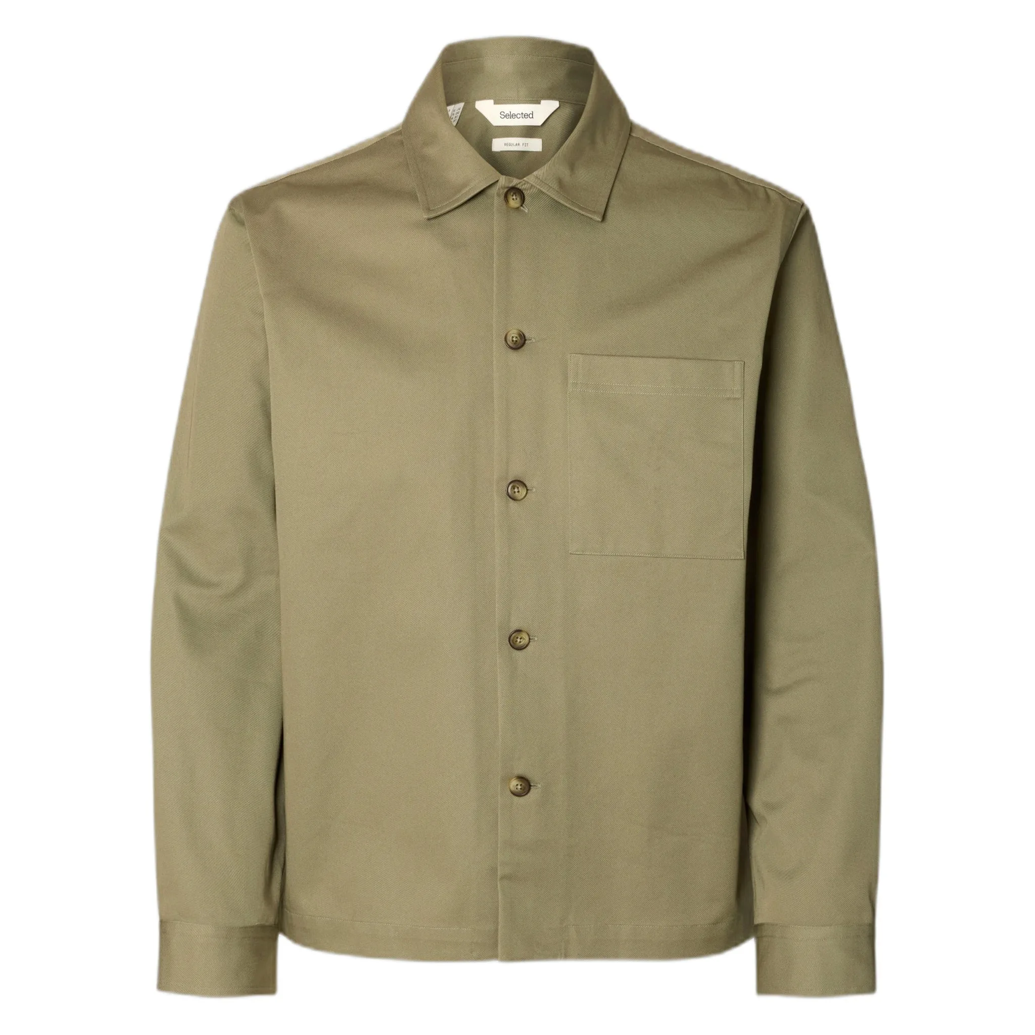 Camicia tate heavy twill overshirt - verdone - Selected - FashionsVida