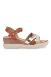 Sandali marroni con zeppa bassa e fasce incrociate FW10172 39