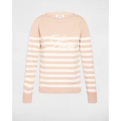 Jersey de mujer con bordado y estampado de rayas
