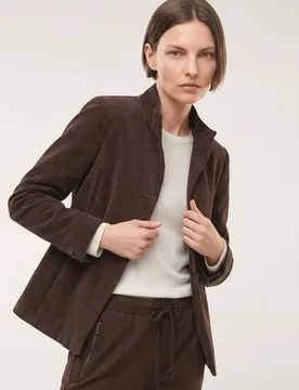 Cordjacke in A-Linie, normale Größen#Kurzgrößen, Farbe Braun, 21, feminine A-Linie weicher Cord Damen - Walbusch - FashionsVida