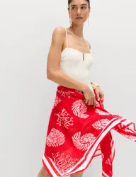 Pure Cotton Printed Sarong Lacquer Red female