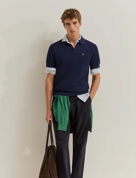 Polo de manga corta de hombre en punto texturizado - Lion of Porches - FashionsVida