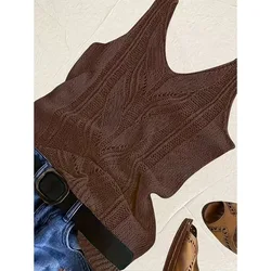 Women'S Sleeveless Vest, Summer Casual Wear, Available in Various Colors, Made of Acrylic
