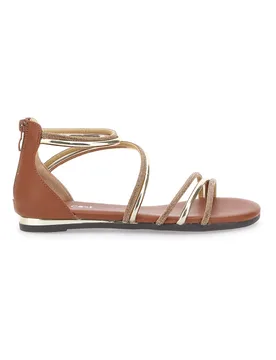 Sandali flat marroni con listini dorati CAFÉ COST W4 37 - QUANNA MELL - FashionsVida