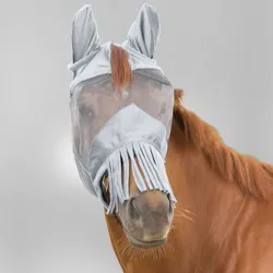 Manski Fliegenmaske PREMIUM mit Ohren & Nasenfransen, silbergrau Cob