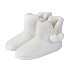 Women's Teddy Fleece Bootie Slippers in Cream Size: Medium - Cream - Size: M