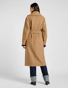 Relaxed Long Wool Coat Dark Camel Größe M female - Lee - FashionsVida