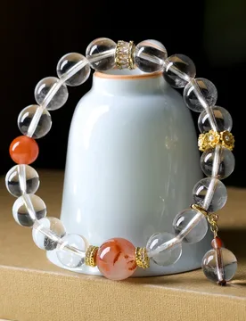 Natural white crystal and southern red agate new Chinese-style bracelet, collectible hand string - Aliexpress - FashionsVida