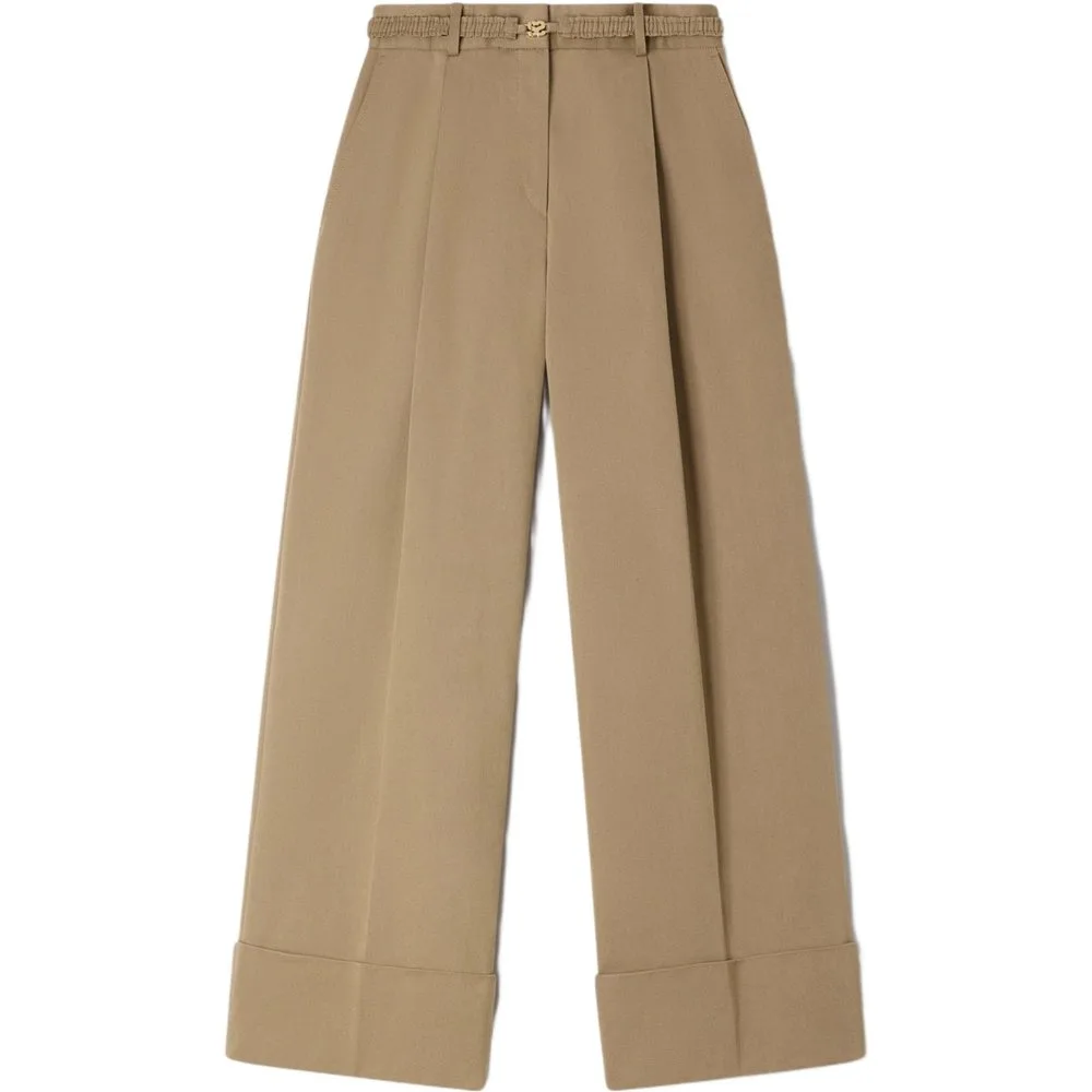 Pantalones anchos de mujer con pinzas y vueltas - sandro - FashionsVida