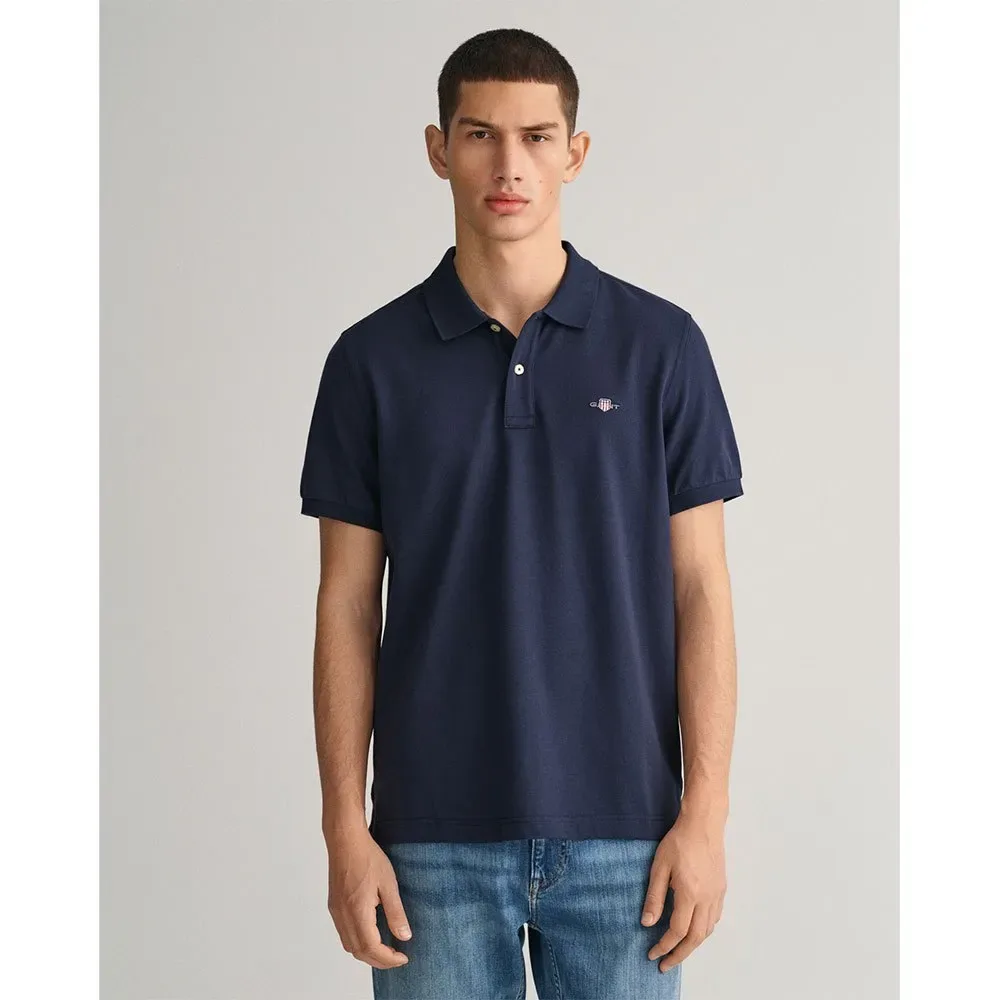 Polo A Maniche Corte Reg Shield Evening Blue 2XL - Gant - FashionsVida