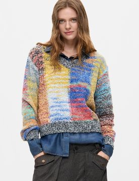 Pull court en grosse maille, , Rouge, XS