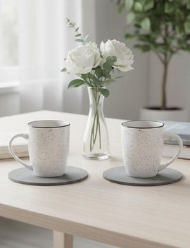 Set di tazze con delicato motivo puntinato – confezione da 2 - bianco
