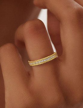 Pieza Anillo de plata de ley S925 con perla micro-incrustada, regalo de joyería exquisita para mujeres, para fiesta/cumpleaños/uso diario