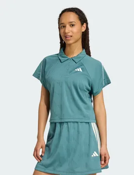 Polo jacquard Stadium ispirata al tennis con le 3 Strisce 2XL Preloved Teal / Off White - Adidas - FashionsVida