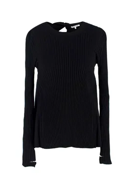 Black Ribbed Bow Detail Backless Top - Helmut Lang - FashionsVida