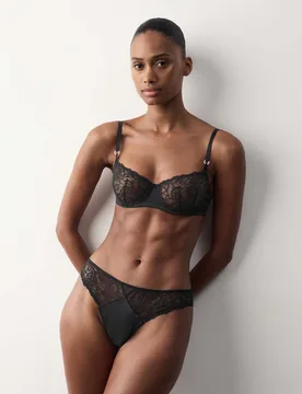 Silk & Lace High Leg Knickers Black female - Autograph - FashionsVida