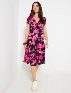 Women's Winter Floral Wrap Dress in Pink Size: 14 - Pink - Size: 14 - Joe browns - FashionsVida