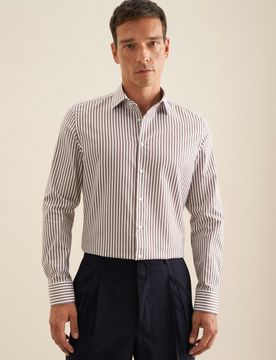 Slim Business Hemd Gestreift Braun 44
