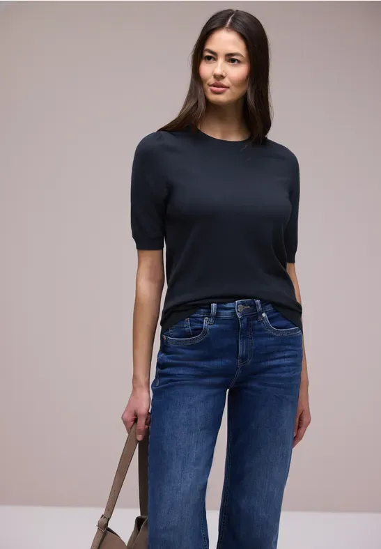 Pullover in Unifarbe female Blau - Street One - FashionsVida