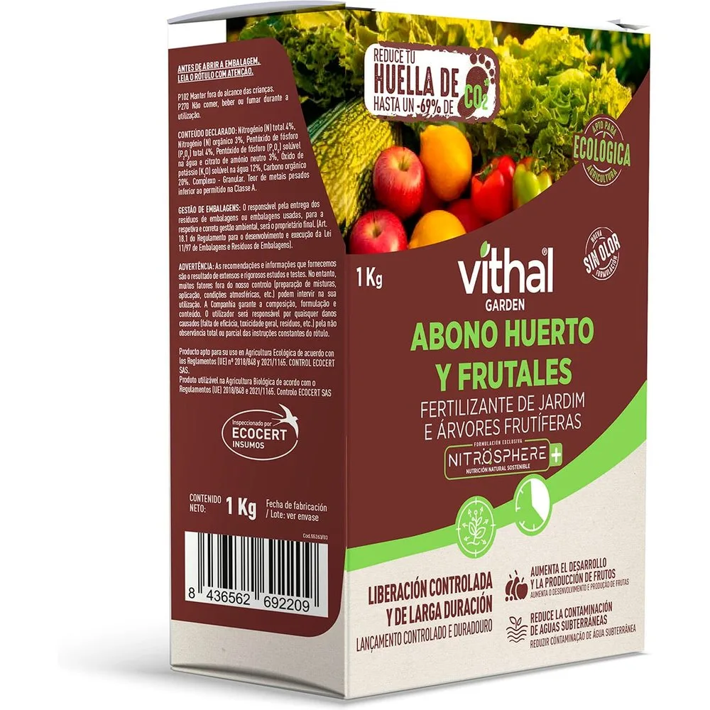 Abono huerto y frutales 750 gr - Vithal - FashionsVida