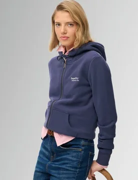 Superdry Damen Athletic Essentials Logo Zip-hoodie Navy - Größe: 44 - 79.99 - FashionsVida