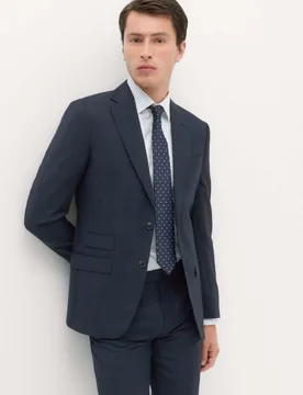 Regular Fit Pure Wool Checked Suit Jacket Navy male - M&S SARTORIAL - FashionsVida