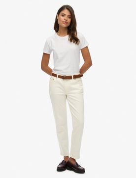 Superdry Women's Röhrenjeans aus Bio-baumwolle mit Mittelhohem Bund Weiß - Größe: 32/30