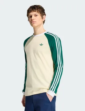 STRIPES LONGSLEEVE T-shirt L Warm Vanilla / Collegiate Green - Adidas - FashionsVida