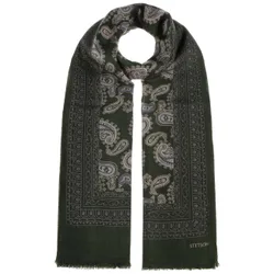 Paisley Print Wool Scarf by - olive - Female - Size: One Size
