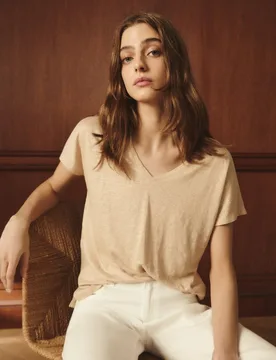 Camiseta de mujer 100% lino de manga corta - Lloyd's - FashionsVida